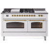 ILVE 60" Nostalgie II Series Freestanding Double Oven Dual Fuel Range with 8 Sealed Burners and Griddle - UP60FSNMP