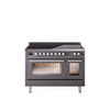 ILVE 48" Professional Plus II Series Freestanding Electric Double Oven Range with 8 Elements, Triple Glass Cool Door, Convection Oven, TFT Oven Control Display and Child Lock - UPI486WMP
