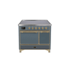 ILVE 40 Inch Majestic II Series Induction Range with 6 Elements Dual Ovens TFT Control Display Solid Oven Door (UMDI10QNS3)