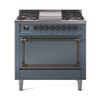 ILVE Nostalgie II Noblesse 36″ Dual Fuel Range with Solid Door - UN36FQNMP