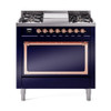 ILVE Nostalgie II Noblesse 36″ Dual Fuel Range with Solid Door - UN36FQNMP