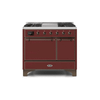 ILVE 40 Inch Majestic II Series Natural/ Propane Gas Burner and Electric Oven Range with 6 Sealed Burners (UMD10FDQNS3)
