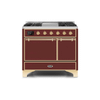 ILVE 40 Inch Majestic II Series Natural/ Propane Gas Burner and Electric Oven Range with 6 Sealed Burners (UMD10FDQNS3)
