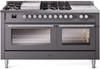 ILVE Professional Plus II 60 Inch Dual Fuel Freestanding Range in Stainless Steel with Trim - UP60FSWMP