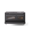 ILVE Nostalgie 60" Dual Fuel Range with 9 Sealed Burners Griddle Triple Glass Door - UP60FNMP