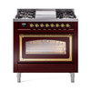 ILVE Nostalgie II Noblesse 36″ Dual Fuel Range Triple Glass Door -UN36FNMP