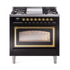 ILVE Nostalgie II Noblesse 36″ Dual Fuel Range Triple Glass Door -UN36FNMP