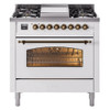 ILVE 36" Nostalgie II Series Freestanding Single Oven Dual Fuel Range with 6 burners + Fry Top - UP36FNMP