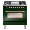 ILVE 36" Nostalgie II Series Freestanding Single Oven Dual Fuel Range with 6 burners + Fry Top - UP36FNMP