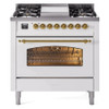 ILVE 36" Nostalgie II Series Freestanding Single Oven Dual Fuel Range with 6 burners + Fry Top - UP36FNMP