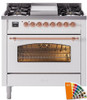 ILVE 36" Nostalgie II Series Freestanding Single Oven Dual Fuel Range with 6 burners + Fry Top - UP36FNMP