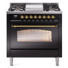 ILVE 36" Nostalgie II Series Freestanding Single Oven Dual Fuel Range with 6 burners + Fry Top - UP36FNMP