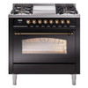 ILVE 36" Nostalgie II Series Freestanding Single Oven Dual Fuel Range with 6 burners + Fry Top - UP36FNMP