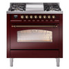 ILVE 36" Nostalgie II Series Freestanding Single Oven Dual Fuel Range with 6 burners + Fry Top - UP36FNMP