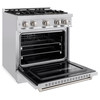 ZLINE 5-Piece Appliance Package - 30-Inch Dual Fuel Range, Hood, Refrigerator, Dishwasher, and Microwave Drawer in Stainless Steel