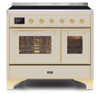 ILVE 40 Inch Majestic II Series Freestanding Electric Double Oven Range with 6 Elements, Triple Glass Cool Door, Convection Oven, TFT Oven Control Display and Child Lock (UMDI10NS3)