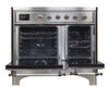ILVE 40 Inch Majestic II Series Freestanding Electric Double Oven Range with 6 Elements, Triple Glass Cool Door, Convection Oven, TFT Oven Control Display and Child Lock (UMDI10NS3)