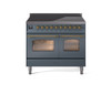 ILVE 40" Nostalgie II Series Freestanding Electric Double Oven Range with 6 Elements, Triple Glass Cool Door, Convection Oven, TFT Oven Control Display and Child Lock - UPDI406NMP