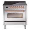ILVE 36" Nostalgie II Series Freestanding Electric Double Oven Range with 5 Elements, Triple Glass Cool Door, Convection Oven, TFT Oven Control Display and Child Lock - UPI366NMP