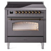 ILVE 36" Nostalgie II Series Freestanding Electric Double Oven Range with 5 Elements, Triple Glass Cool Door, Convection Oven, TFT Oven Control Display and Child Lock - UPI366NMP