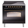 ILVE 36" Nostalgie II Series Freestanding Electric Double Oven Range with 5 Elements, Triple Glass Cool Door, Convection Oven, TFT Oven Control Display and Child Lock - UPI366NMP
