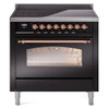 ILVE 36" Nostalgie II Series Freestanding Electric Double Oven Range with 5 Elements, Triple Glass Cool Door, Convection Oven, TFT Oven Control Display and Child Lock - UPI366NMP