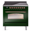 ILVE 36" Nostalgie II Series Freestanding Electric Double Oven Range with 5 Elements, Triple Glass Cool Door, Convection Oven, TFT Oven Control Display and Child Lock - UPI366NMP