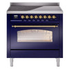 ILVE 36" Nostalgie II Series Freestanding Electric Double Oven Range with 5 Elements, Triple Glass Cool Door, Convection Oven, TFT Oven Control Display and Child Lock - UPI366NMP