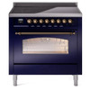 ILVE 36" Nostalgie II Series Freestanding Electric Double Oven Range with 5 Elements, Triple Glass Cool Door, Convection Oven, TFT Oven Control Display and Child Lock - UPI366NMP