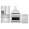 ZLINE 4-Piece Appliance Package - 36-Inch Paramount Induction Range, Wall Mount Range Hood, 36-Inch French Door Refrigerator with Water Dispenser, and Dishwasher in Stainless Steel