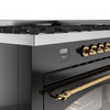 ILVE Nostalgie 60" Dual Fuel Range with 9 Sealed Burners Griddle Triple Glass Door - UP60FNMP