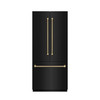 ZLINE Autograph 36-Inch Black Stainless Steel French Door Fridge w/ Stainless Interior & Bronze Helix Handles (SRBIVZ-BS36KCB)