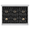 ZLINE Autograph Edition 36-Inch Classic Gas Rangetop with 6 Burner DuoPro™ Cooktop in Stainless Steel and Champagne Bronze Accents (PCRTZ-36-CB)