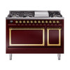 ILVE Nostalgie II Noblesse 48" Dual Fuel Freestanding Range 8 Sealed Burners + Griddle with Solid Door -  UN48FQNMP