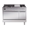ILVE Nostalgie II Noblesse 48" Dual Fuel Freestanding Range 8 Sealed Burners + Griddle with Solid Door -  UN48FQNMP