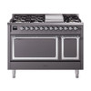 ILVE Nostalgie II Noblesse 48" Dual Fuel Freestanding Range 8 Sealed Burners + Griddle with Solid Door -  UN48FQNMP