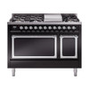 ILVE Nostalgie II Noblesse 48" Dual Fuel Freestanding Range 8 Sealed Burners + Griddle with Solid Door -  UN48FQNMP
