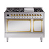 ILVE Nostalgie II Noblesse 48" Dual Fuel Freestanding Range 8 Sealed Burners + Griddle with Solid Door -  UN48FQNMP