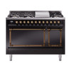 ILVE Nostalgie II Noblesse 48" Dual Fuel Freestanding Range 8 Sealed Burners + Griddle with Solid Door -  UN48FQNMP