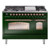 ILVE 48" Nostalgie II Series Freestanding Double Oven Dual Fuel Range with 8 Sealed Burners and Griddle - UP48FNMP