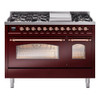 ILVE 48" Nostalgie II Series Freestanding Double Oven Dual Fuel Range with 8 Sealed Burners and Griddle - UP48FNMP