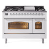 ILVE 48" Nostalgie II Series Freestanding Double Oven Dual Fuel Range with 8 Sealed Burners and Griddle - UP48FNMP