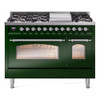 ILVE 48" Nostalgie II Series Freestanding Double Oven Dual Fuel Range with 8 Sealed Burners and Griddle - UP48FNMP