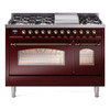 ILVE 48" Nostalgie II Series Freestanding Double Oven Dual Fuel Range with 8 Sealed Burners and Griddle - UP48FNMP