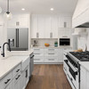ZLINE Autograph Edition 4-Piece Appliance Package - 48-Inch Stainless Steel Gas Range, Refrigerator with Water Dispenser, Wall Mounted Range Hood, & 24-Inch Tall Tub Dishwasher in White Matte and Matte Black Accents (4AKPR-SGRWMRHDWM48-MB)