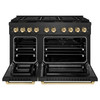 ZLINE Autograph 48-Inch 6.7 Cu. Ft. Paramount Dual Fuel Range with 8 Burner DuoPro Cooktop in Black Satin and Gold Accents (PSDRBSZ-48-G)
