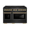 ZLINE Autograph 48-Inch 6.7 Cu. Ft. Paramount Dual Fuel Range with 8 Burner DuoPro Cooktop in Black Satin and Gold Accents (PSDRBSZ-48-G)