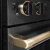 ZLINE Designer 30-Inch 4.2 Cu. Ft. Dual Fuel Range with 4 Burner DuoPro Cooktop in Black Satin with Black and Champagne Bronze Handle (PSDRBSZ-30-MBCB)