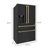 ZLINE Autograph Edition 4-Piece Appliance Package - 30-Inch Dual Fuel Range, Refrigerator with Water Dispenser, Wall Mounted Range Hood, & 24-Inch Tall Tub Dishwasher in Black Stainless Steel with Champagne Bronze Trim (4KAPR-RABRHDWV30-CB)