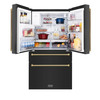 ZLINE Autograph 36-Inch Counter-Depth Fridge w/ Water Dispenser in Black Stainless Steel & Gold Helix Handles (RFMZ-W-36-BS-KG)